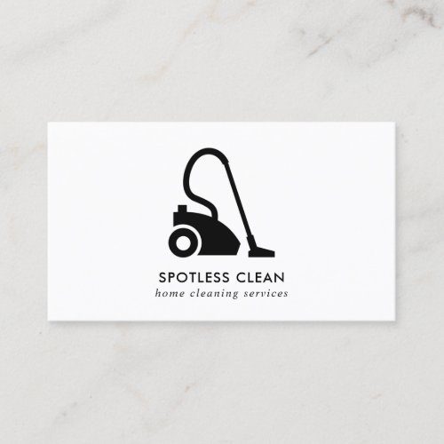 BLACK WHITE SIMPLE VACUUM CLEANER CLEANING SERVICE BUSINESS CARD