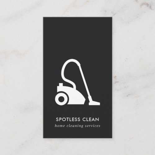 BLACK WHITE SIMPLE VACUUM CLEANER CLEANING SERVICE BUSINESS CARD
