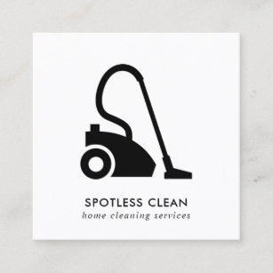 BLACK WHITE SIMPLE VACUUM CLEANER CLEANING SERVICE SQUARE BUSINESS CARD