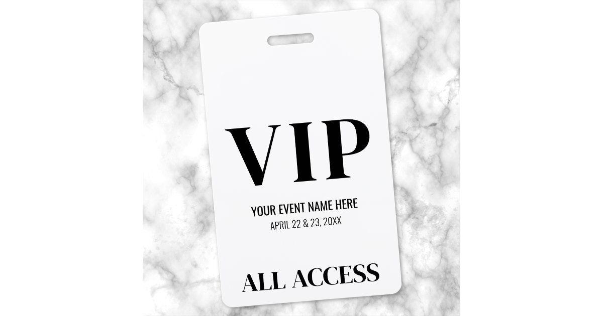 Black White Simple VIP Event Badge | Zazzle