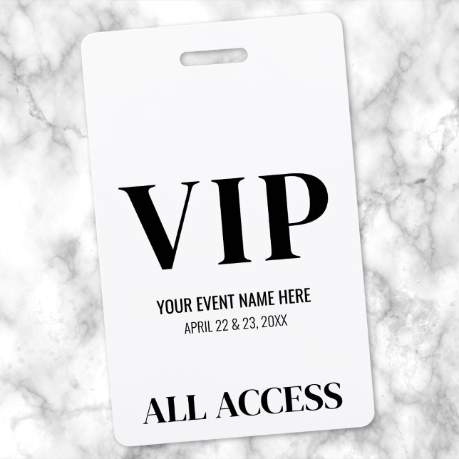 Black White Simple VIP Event Badge (Black White Simple VIP Event Badge )
