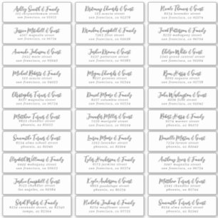 Black & White Simple Wedding Guest Names Address Sticker