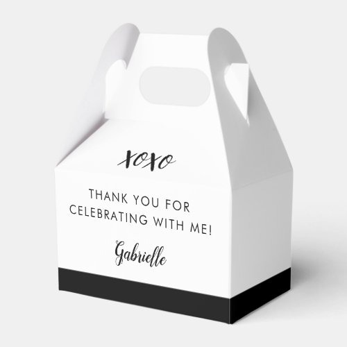 Black White Simple XOXO Personalized Party Favor Boxes