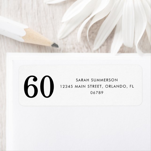 Black White Sixty 60th Birthday Party Address Label (Insitu)