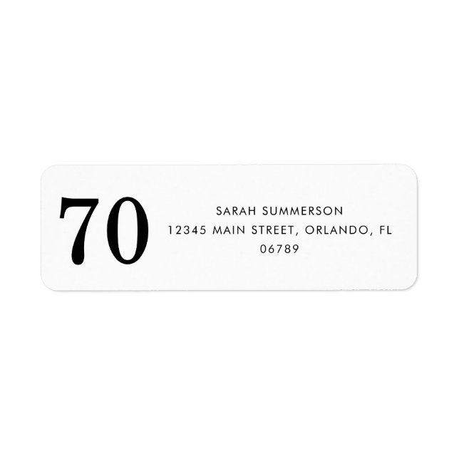 Black White Sixty 70th Birthday Party Address Label (Front)