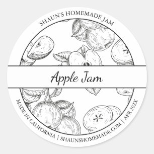 Black & White Sketch Apple Jam label