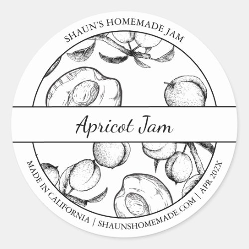 Black  White Sketch Apricot Jam label