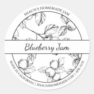 Black & White Sketch Blueberry Jam label