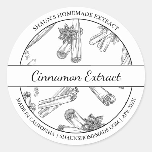 Black  White Sketch Cinnamon Extract label