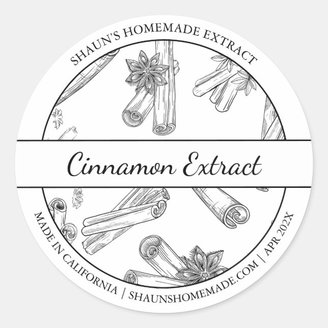 Black & White Sketch Cinnamon Extract label (Front)