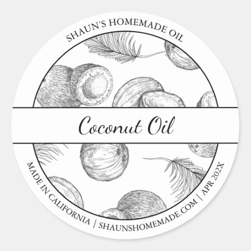 Black  White Sketch Coconut Oil label