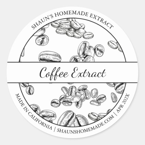 Black  White Sketch Coffee Extract label