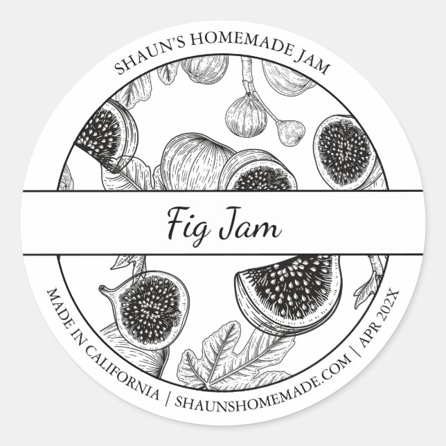 Black & White Sketch Fig Jam label (Front)