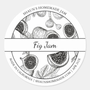 Black & White Sketch Fig Jam label