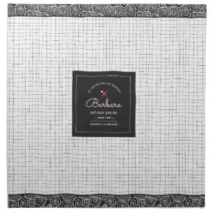 Black&White Sketch Minimalist Artisan Dough Cover Cloth Napkin