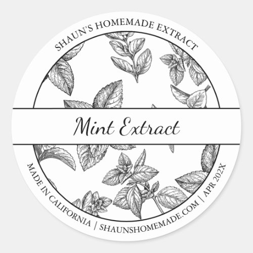 Black  White Sketch Mint Extract label