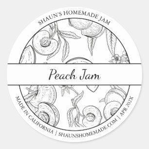 Black & White Sketch Peach Jam label