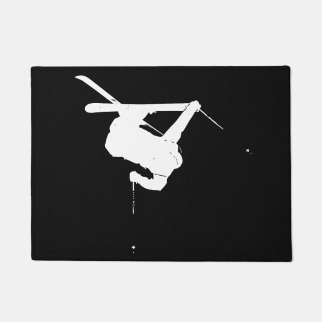 Black & White Skier Doormat (Front)