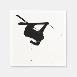 Black & White Skier Napkins