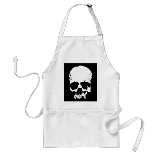 Black  White Skull Adult Apron