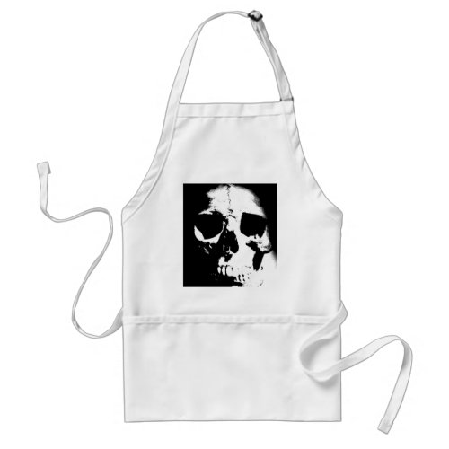 Black  White Skull Adult Apron