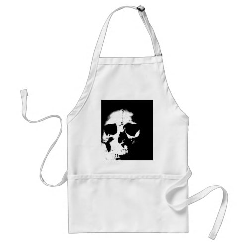 Black  White Skull Adult Apron