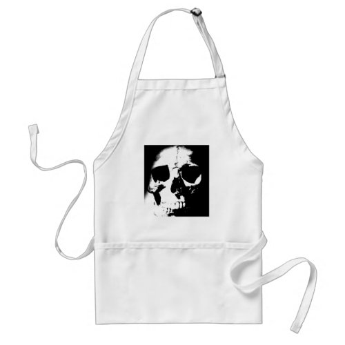 Black  White Skull Adult Apron