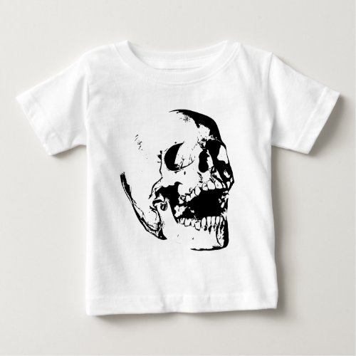 Black White Skull Baby T_Shirt