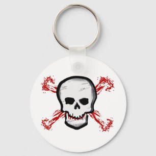 Black/White Skull & Bloody Cross Bones Keychain