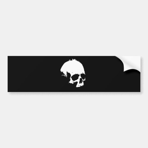 Black  White Skull Bumper Sticker