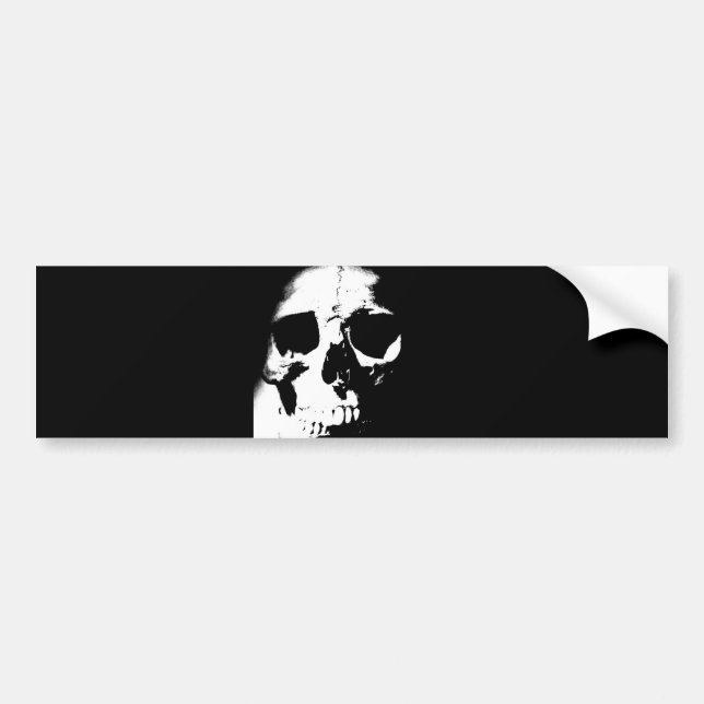 Black & White Skull Bumper Sticker (Front)