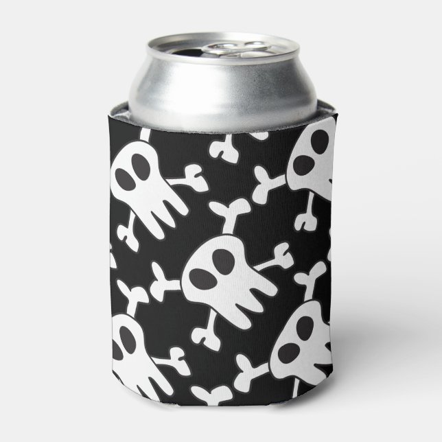 Black & White Skull Can Cooler (Can Front)