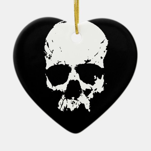 Black  White Skull Ceramic Ornament