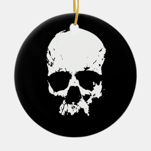 Black  White Skull Ceramic Ornament