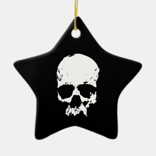 Black  White Skull Ceramic Ornament