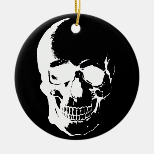 Black  White Skull Ceramic Ornament