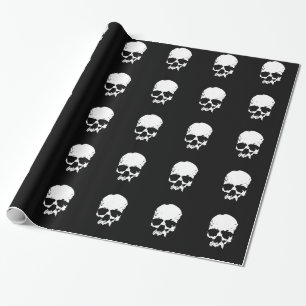 Black & White Skull Christmas Wrapping Paper
