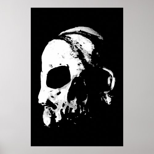 Black White Skull College Pop Art Unique Special Poster