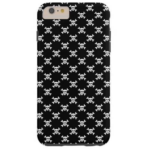 Black White Skull  Crossbones Polka Dots Tough iPhone 6 Plus Case