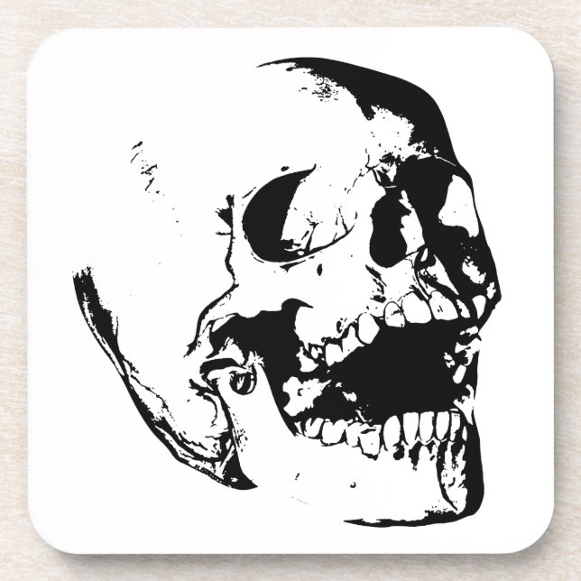 Black White Skull Drink Coaster (Front)