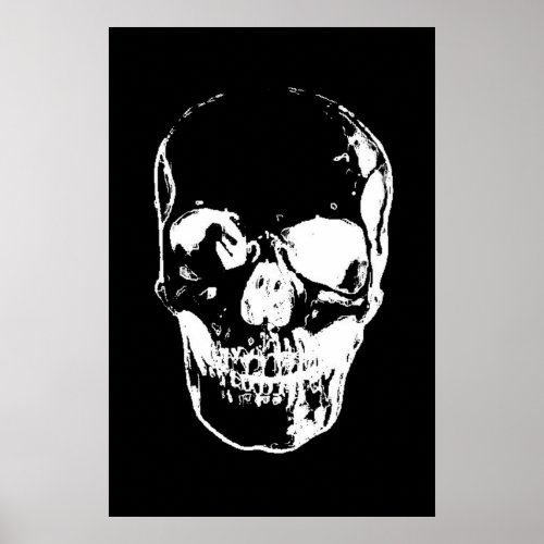 Black  White Skull Fantasy Art Poster