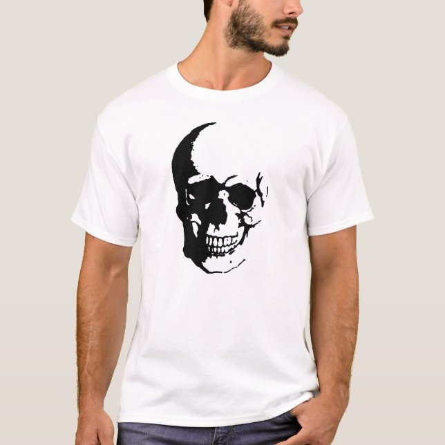 Black White Skull Fantasy Art T-Shirt (Front)