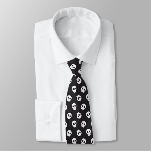Black White Skull Halloween Tie Pattern Design
