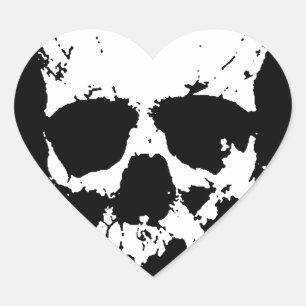 Black & White Skull Heart Sticker