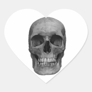 Black & White Skull Heart Sticker