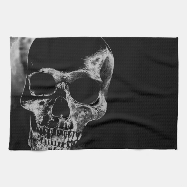 Black & White Skull Kitchen Towel (Horizontal)