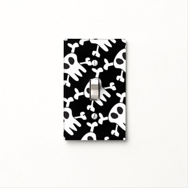 Black & White Skull Light Switch Cover (In Situ)