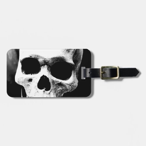 Black  White Skull Luggage Tag