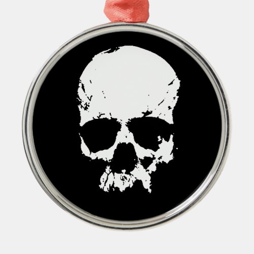 Black  White Skull Metal Ornament