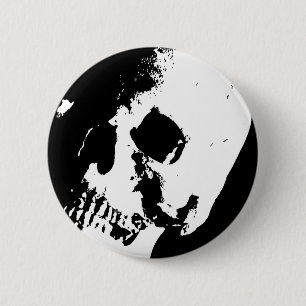 Black & White Skull Pinback Button